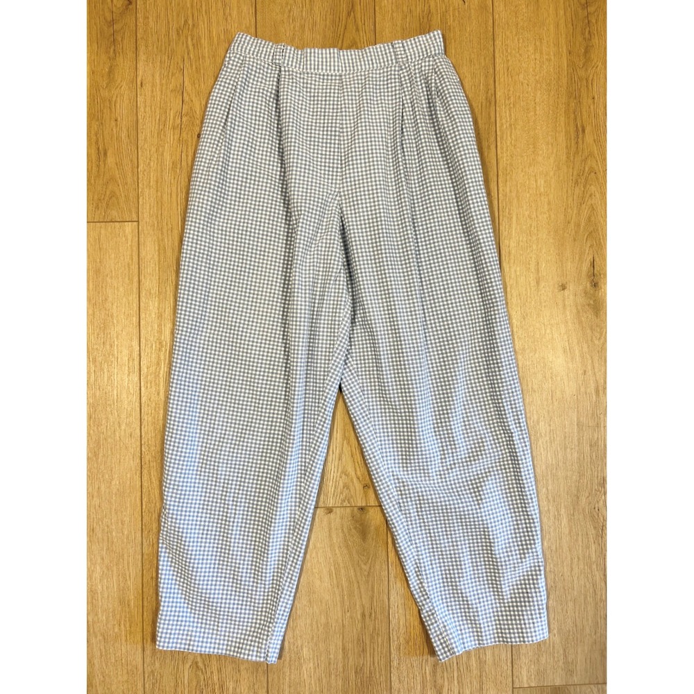 Hunters Glen Vintage Gingham Pants Blue White Check High Waist Cotton 13/14